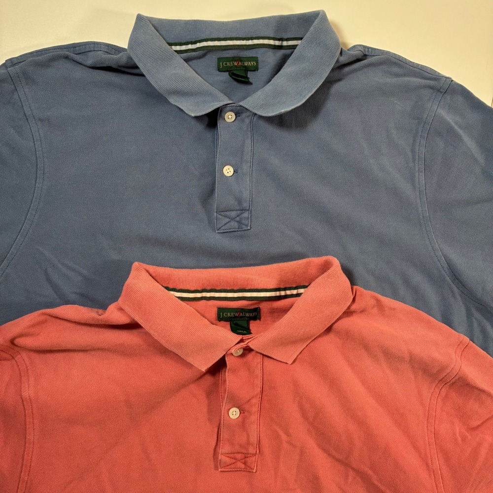 LOT Of 2 Vintage J Crew Oarsmen Always Polo Shirt XL Red Blue‎ Pique 90s Y2K
